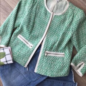 CAbi Clover Tweed Zip Up Jacket Size 6